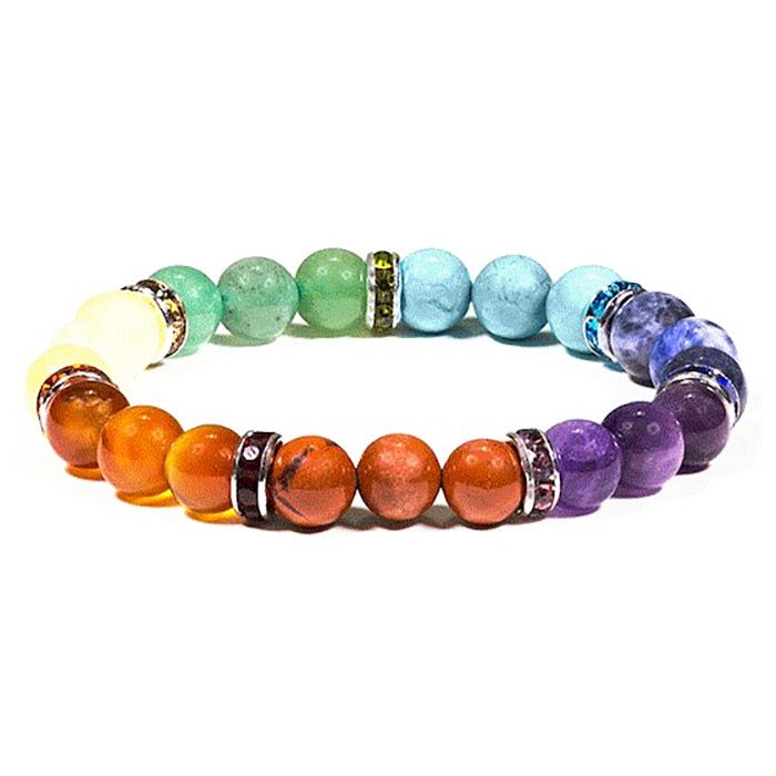 7 CHAKRAS-BRACELET ELASTIQUE ANNEAU METAL-B 7 CHAKRAS-BRACELET ELASTIQUE ANNEAU METAL-B