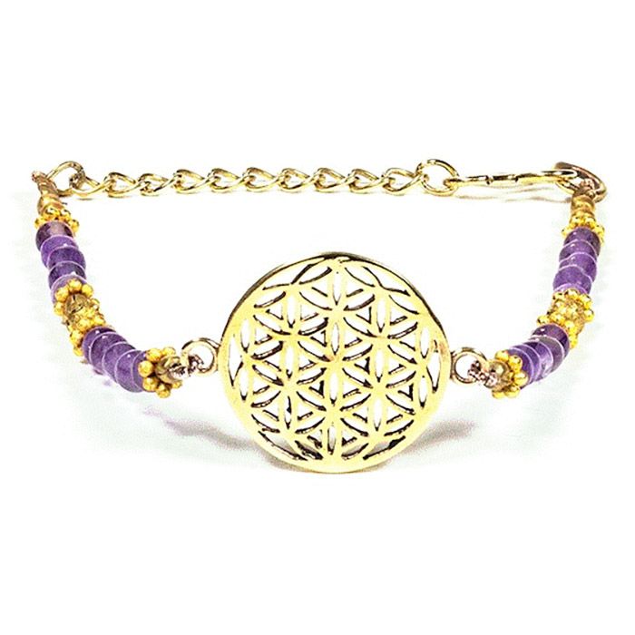 AMETHYSTE-BRACELET FLEUR DE VIE AMETHYSTE-BRACELET FLEUR DE VIE