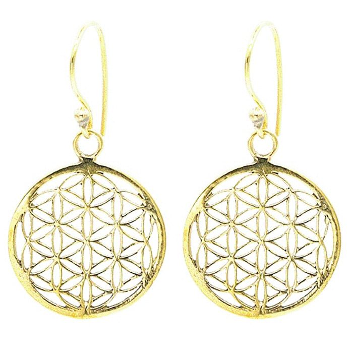 BOUCLE OREILLE FLEUR DE VIE LAITON DORÉ 4.5CM BOUCLE OREILLE FLEUR DE VIE LAITON DORÉ 4.5CM