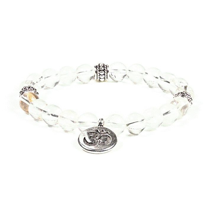 CRISTAL ROCHE-BRACELET MALA OM 8MM-21 PERLES CRISTAL ROCHE-BRACELET MALA OM 8MM-21 PERLES