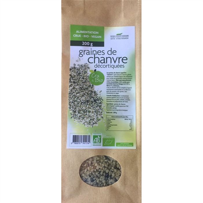 GRAINES DE CHANVRE 200GR PHYSIO CONCEPT GRAINES DE CHANVRE 200GR PHYSIO CONCEPT