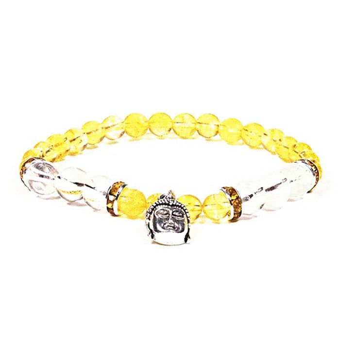 PIERRES CITRINE-CRISTAL DE ROCHE-BRACELET BOUDDHA PIERRES CITRINE-CRISTAL DE ROCHE-BRACELET BOUDDHA