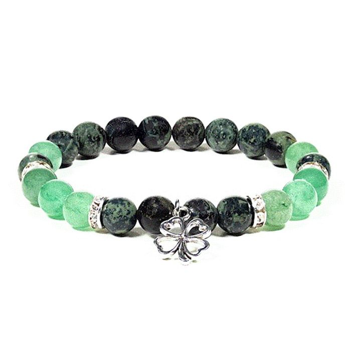 PIERRES JASPE KAMBALA/AVENTURINE-BRACELET TREFLE PIERRES JASPE KAMBALA/AVENTURINE-BRACELET TREFLE