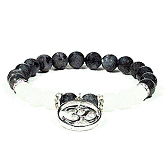 PIERRES LABRADORITE/AGATHE BLANCHE-BRACELET OM PIERRES LABRADORITE/AGATHE BLANCHE-BRACELET OM
