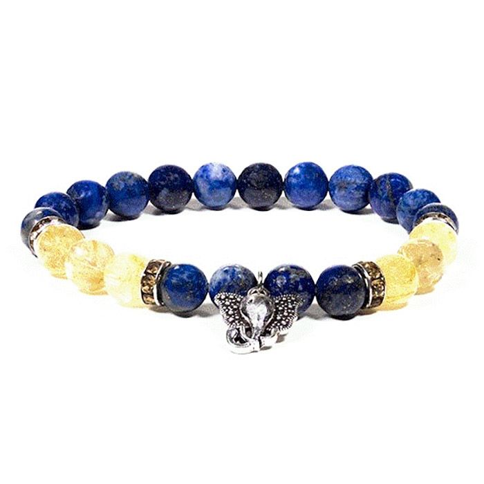 PIERRES LAPIS LAZULI-QUARTZ RUTILE-BRACELET GANESH PIERRES LAPIS LAZULI-QUARTZ RUTILE-BRACELET GANESH