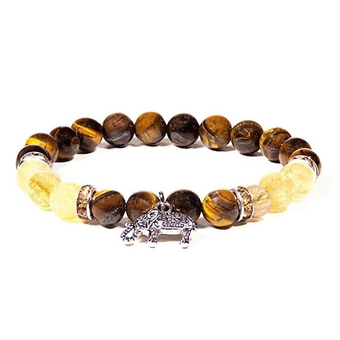 PIERRES OEIL DE TIGRE/QUARTZ RUTILE ELEPHANT-BRACELET 8MM PIERRES OEIL DE TIGRE/QUARTZ RUTILE ELEPHANT-BRACELET 8MM