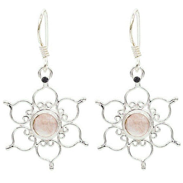 QUARTZ ROSE-BOUCLE OREILLE LOTUS SUR ARGENT 925 QUARTZ ROSE-BOUCLE OREILLE LOTUS SUR ARGENT 925